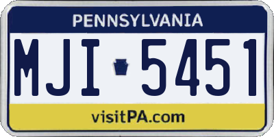 PA license plate MJI5451