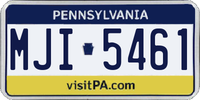 PA license plate MJI5461