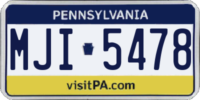 PA license plate MJI5478