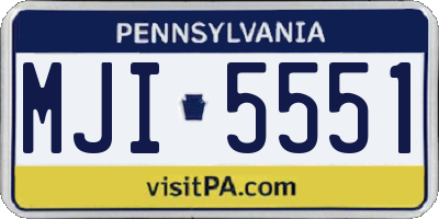 PA license plate MJI5551