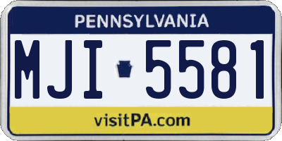 PA license plate MJI5581