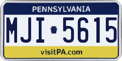 PA license plate MJI5615