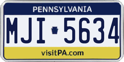 PA license plate MJI5634
