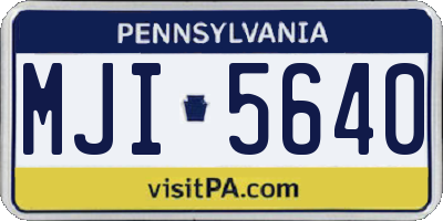 PA license plate MJI5640