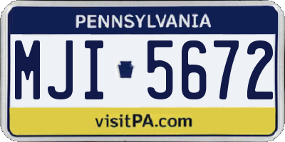 PA license plate MJI5672