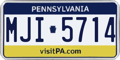 PA license plate MJI5714