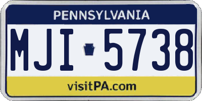 PA license plate MJI5738