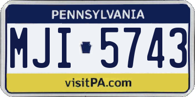 PA license plate MJI5743