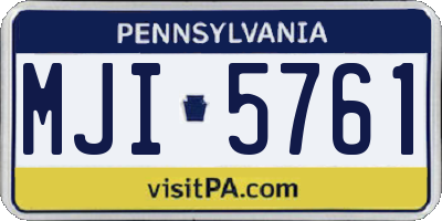 PA license plate MJI5761