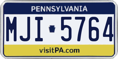 PA license plate MJI5764