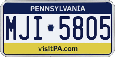 PA license plate MJI5805