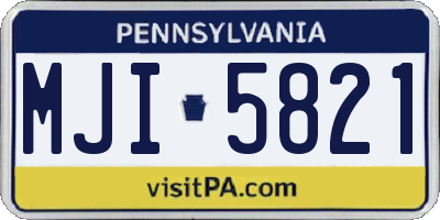 PA license plate MJI5821
