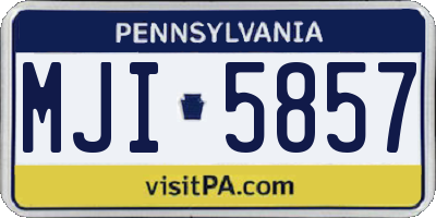 PA license plate MJI5857