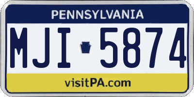 PA license plate MJI5874