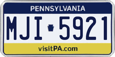 PA license plate MJI5921