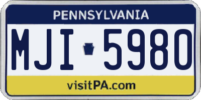 PA license plate MJI5980