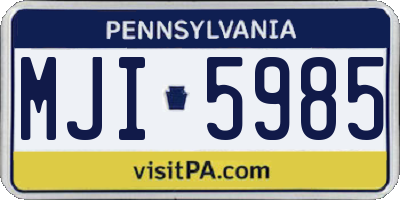 PA license plate MJI5985