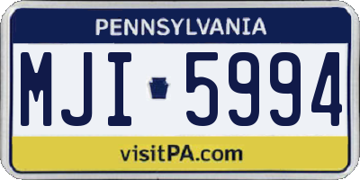 PA license plate MJI5994