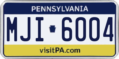 PA license plate MJI6004