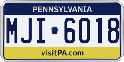 PA license plate MJI6018