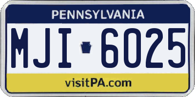 PA license plate MJI6025