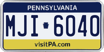 PA license plate MJI6040