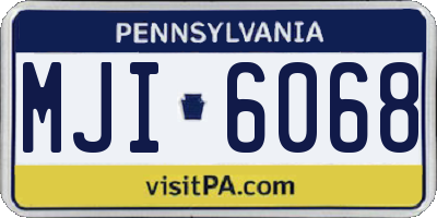 PA license plate MJI6068