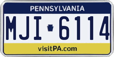 PA license plate MJI6114