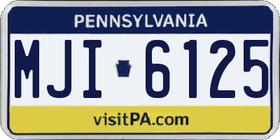 PA license plate MJI6125