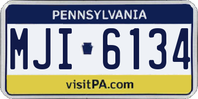 PA license plate MJI6134