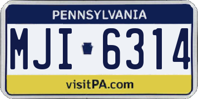 PA license plate MJI6314