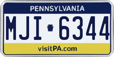 PA license plate MJI6344