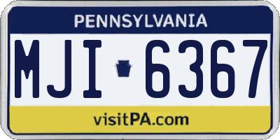 PA license plate MJI6367