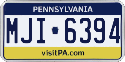PA license plate MJI6394
