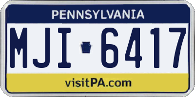 PA license plate MJI6417