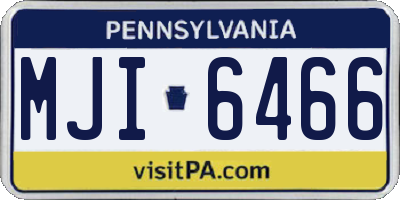 PA license plate MJI6466