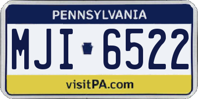 PA license plate MJI6522