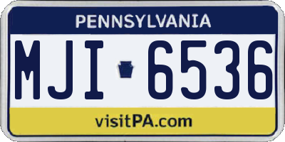 PA license plate MJI6536