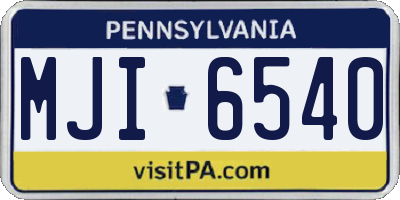 PA license plate MJI6540