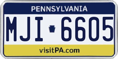 PA license plate MJI6605
