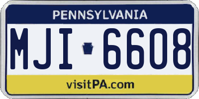 PA license plate MJI6608