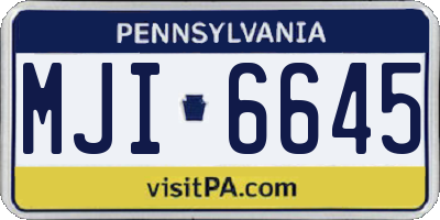 PA license plate MJI6645