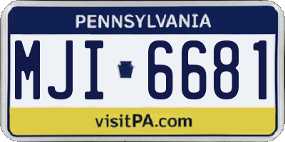 PA license plate MJI6681
