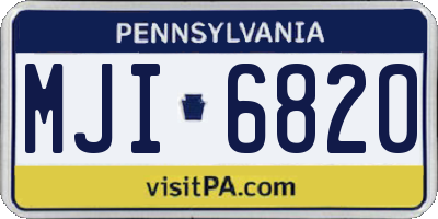 PA license plate MJI6820