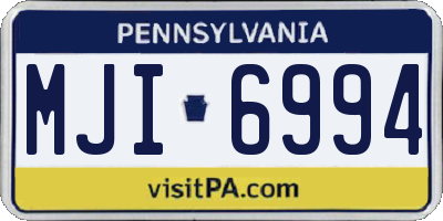PA license plate MJI6994