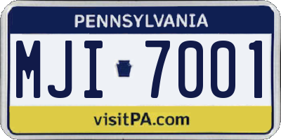 PA license plate MJI7001