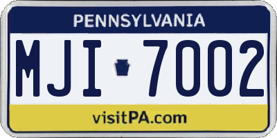 PA license plate MJI7002