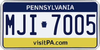 PA license plate MJI7005
