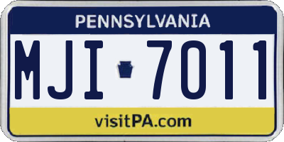 PA license plate MJI7011
