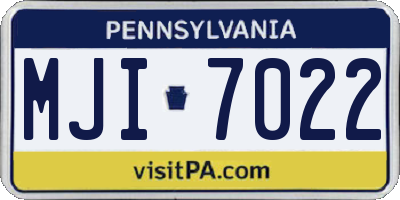 PA license plate MJI7022